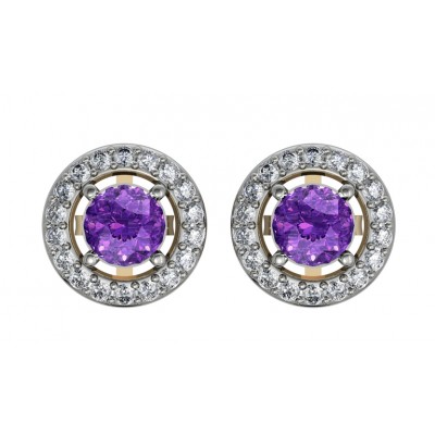 Amethyst & Diamond Cluster Earring